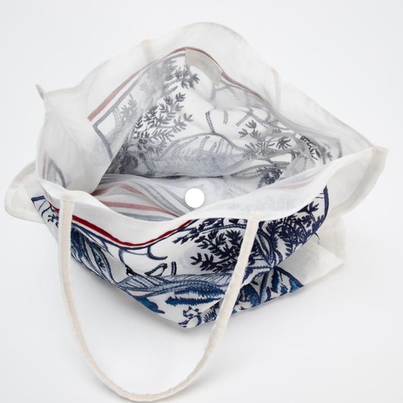 ♥️…Zara EMBROIDERED FABRIC BAG - Picture 2 of 4